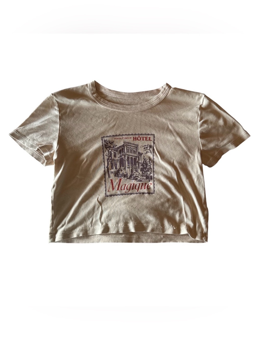 Magique Hotel Graphic Crop Tee - Cream